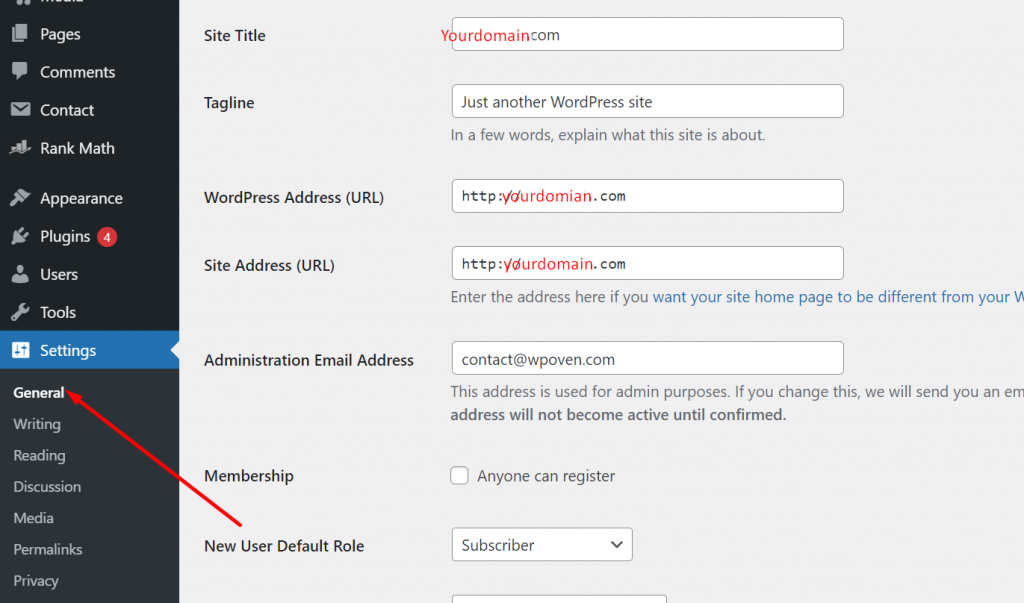 Cum să pornești un blog WordPress gratuit în 8 pași simpli? 9 General Settings in WordPress