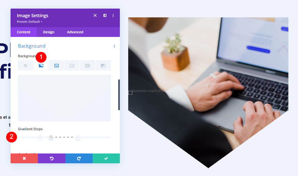 Quarto esempio: forma dell'immagine del generatore di gradiente conico