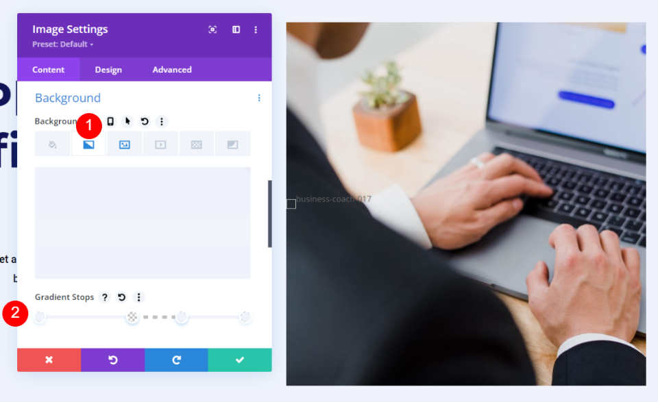 Primo esempio: forma dell'immagine del generatore di gradiente circolare