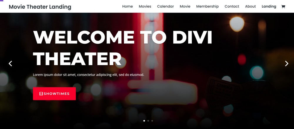 Pagina de destinație a cinematografului Divi