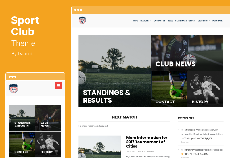 Tema Sport Club - Tema WordPress pentru echipe locale mici