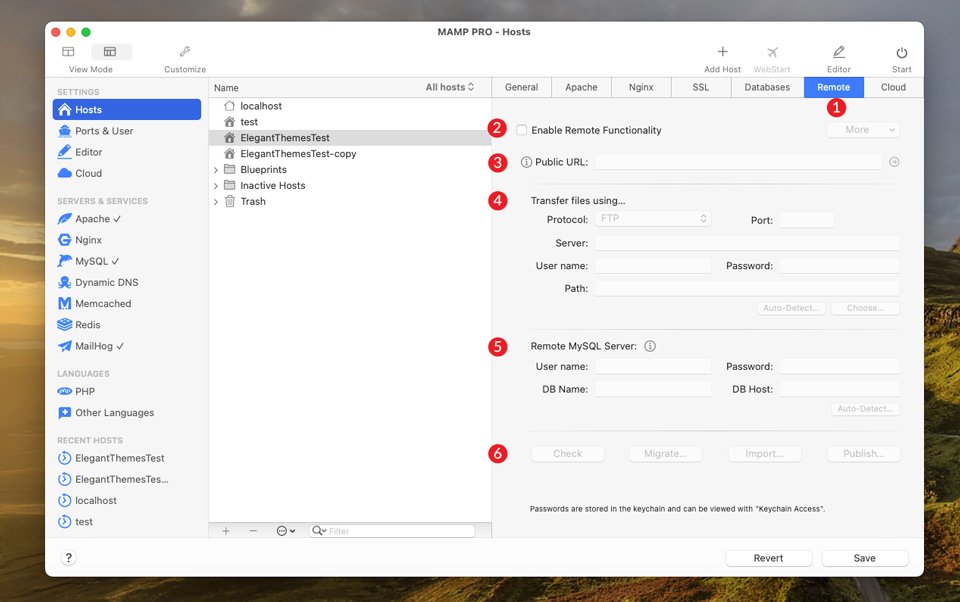 Impostazioni remote con vista estesa