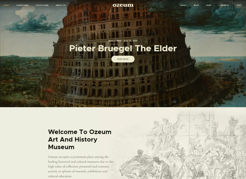 Ozeum | Galeria de artă modernă și muzeul online creativ Tema WordPress +RTL