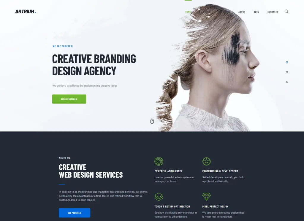 Artrium | Thème WordPress pour agence créative et studio Web
