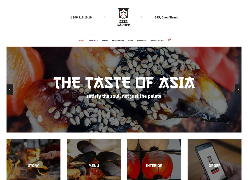 Asia Garden - WordPress-Thema für asiatisches Restaurant
