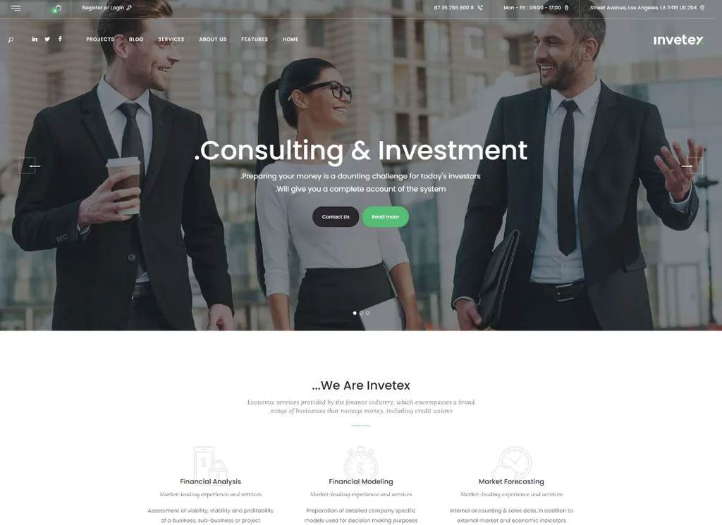 Invetex - ビジネスコンサルティングと投資 WordPress テーマ + RTL