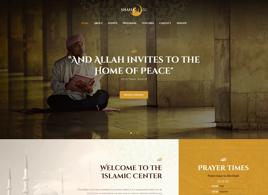 Shaha - Islamic Center & Mosque WordPress テーマ + RTL + Elementor