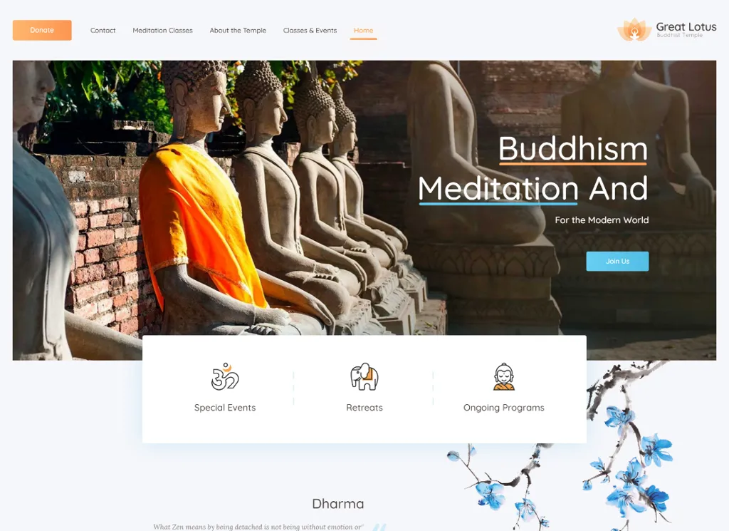 Great Lotus - 東洋仏教寺院 WordPress テーマ + RTL