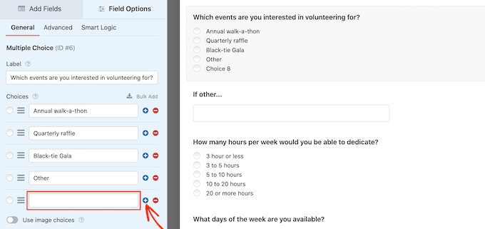 在志愿者招募表中添加字段 Adding a field to the volunteer recruitment form
