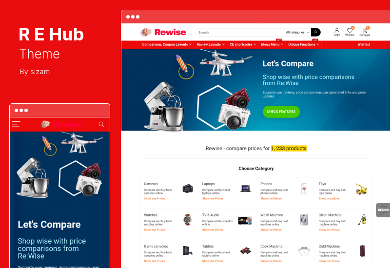 REHub 主题 - 价格比较,多供应商市场 WordPress 主题