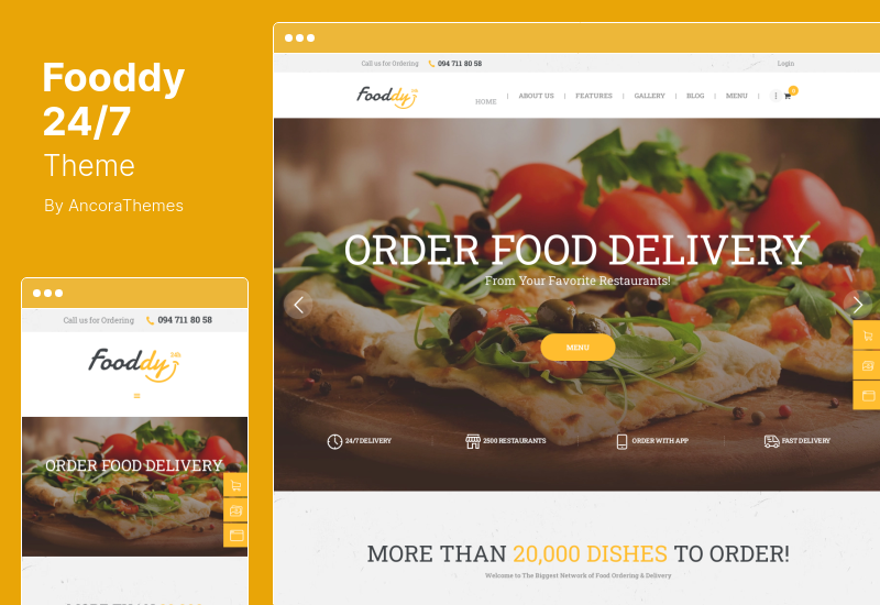 Fooddy 24/7 主题 - 食品订购和交付 WordPress 主题