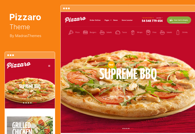 Pizzaro 主题 - 快餐和餐厅 WooCommerce 主题