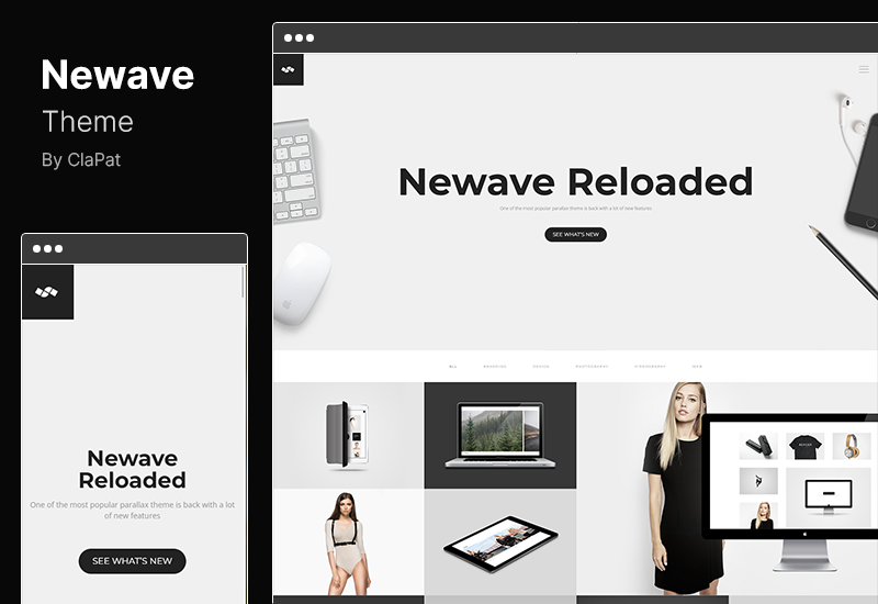 Newave テーマ - レスポンシブ ワンページ パララックス WordPress テーマ