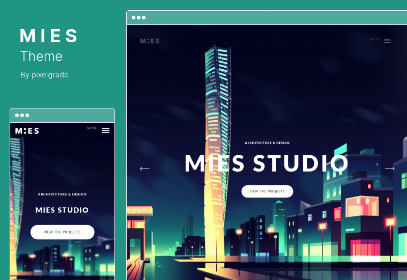 Mies テーマ - 前衛的な建築の WordPress テーマ