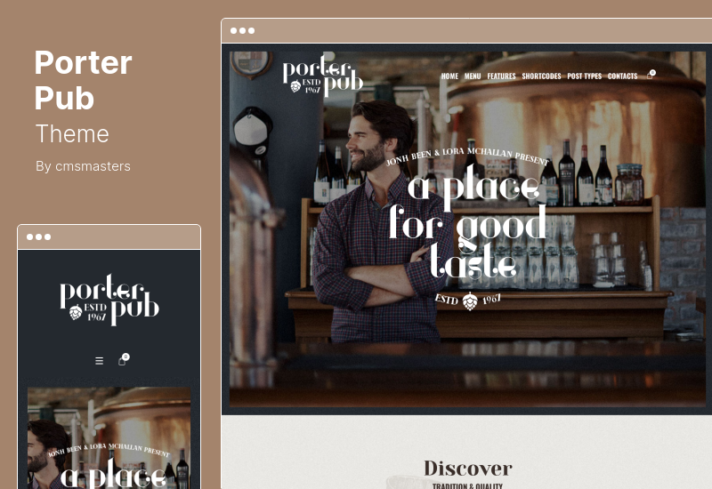 Tema Porter Pub - Tema WordPress pentru bar și restaurant