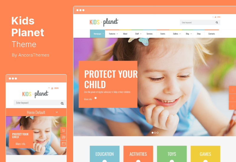 Kids Planet Theme - O temă multifuncțională pentru copii WordPress pentru grupul de joacă pentru grădiniță