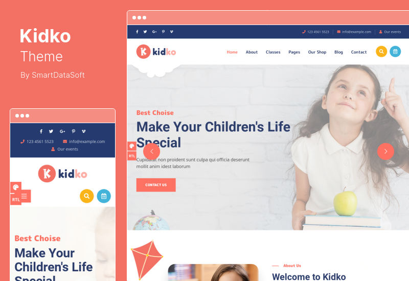 Tema Kidko - Tema WordPress pentru grădiniță și îngrijirea bebelușilor