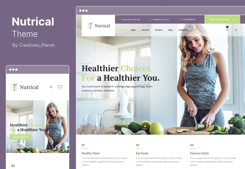 Tema nutrițională - Tema WordPress pentru sănătate și dietă