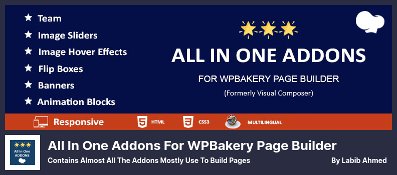 Suplimente All In One pentru Pluginul WPBakery Page Builder - Conține aproape toate suplimentele utilizate în principal pentru a construi pagini