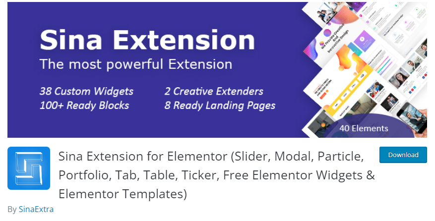 Sina Extension Elementor Addons - Cel mai bun plugin de animație Lottie din WordPress