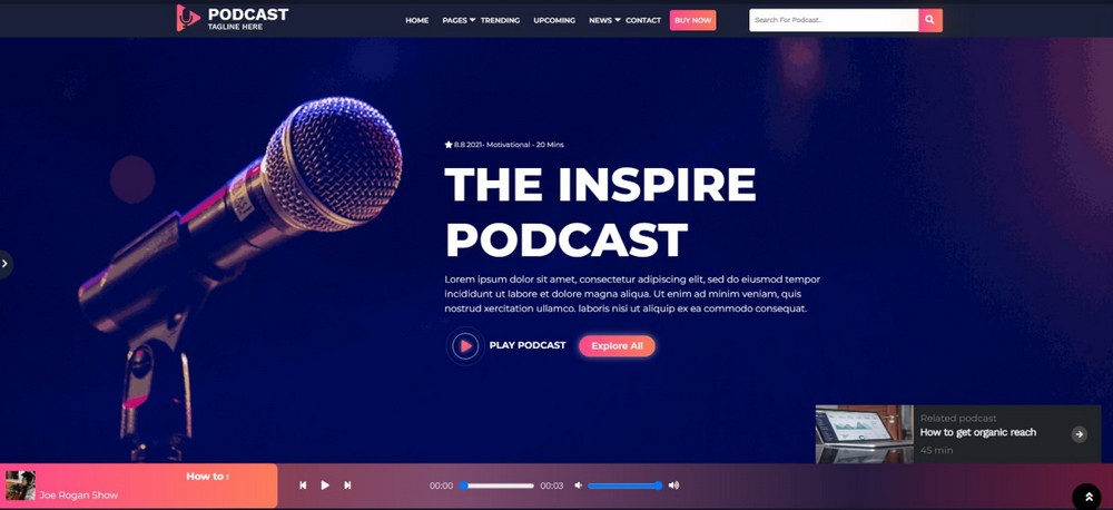 Demo del tema WordPress del podcast audio