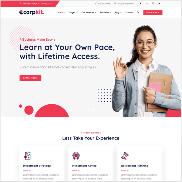 Cele mai bune 9 teme WordPress pentru compania IT 2022 6 corpkit theme 23