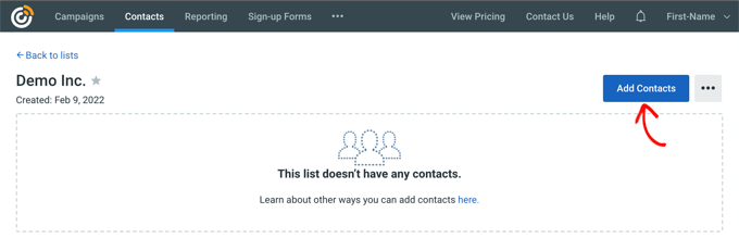 Elenco e-mail creato Email List Created