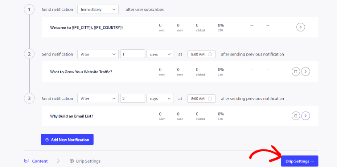 Modifica le impostazioni di gocciolamento Edit drip settings