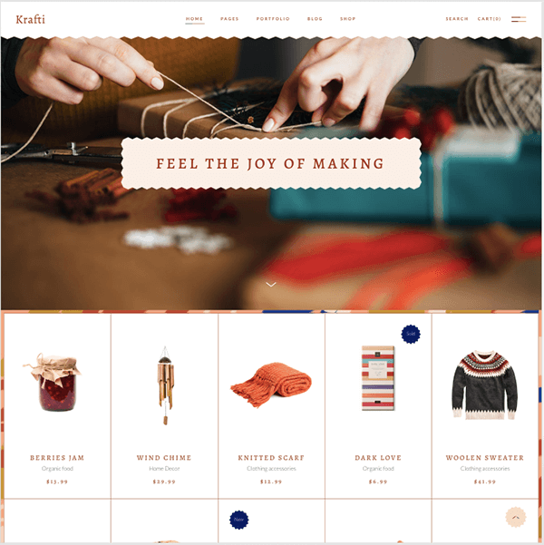 7 cele mai bune teme WordPress pentru site-uri web Craft și Handmade 3 krafti theme 323