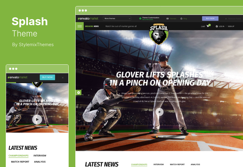 Tema Splash - Tema WordPress Sport Club per basket, calcio, hockey