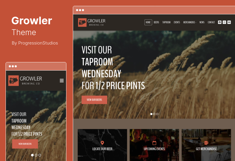 Growler テーマ - 醸造所の WordPress テーマ