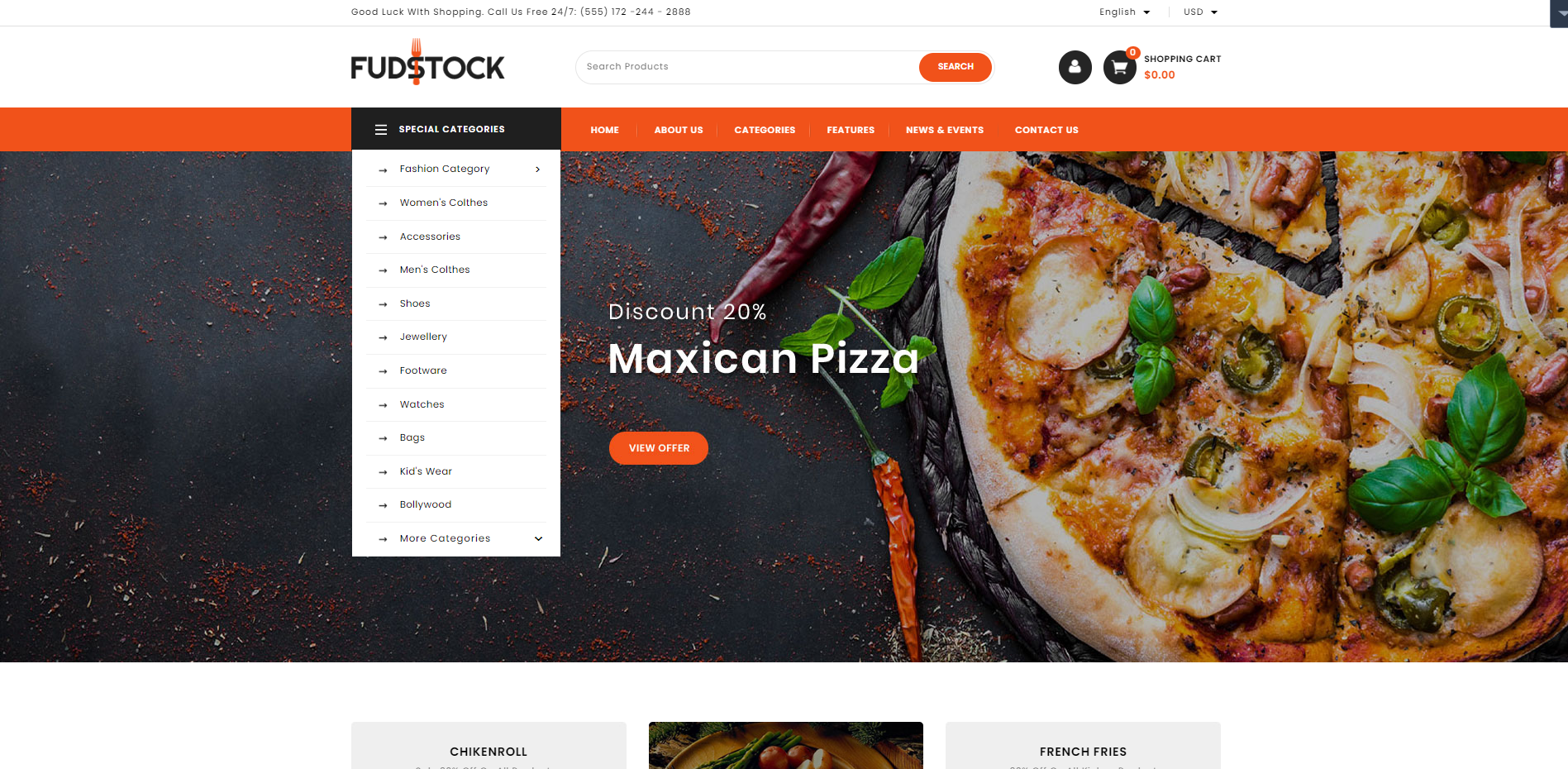 Fudstock - Temas de Prestashop para restaurantes de comida