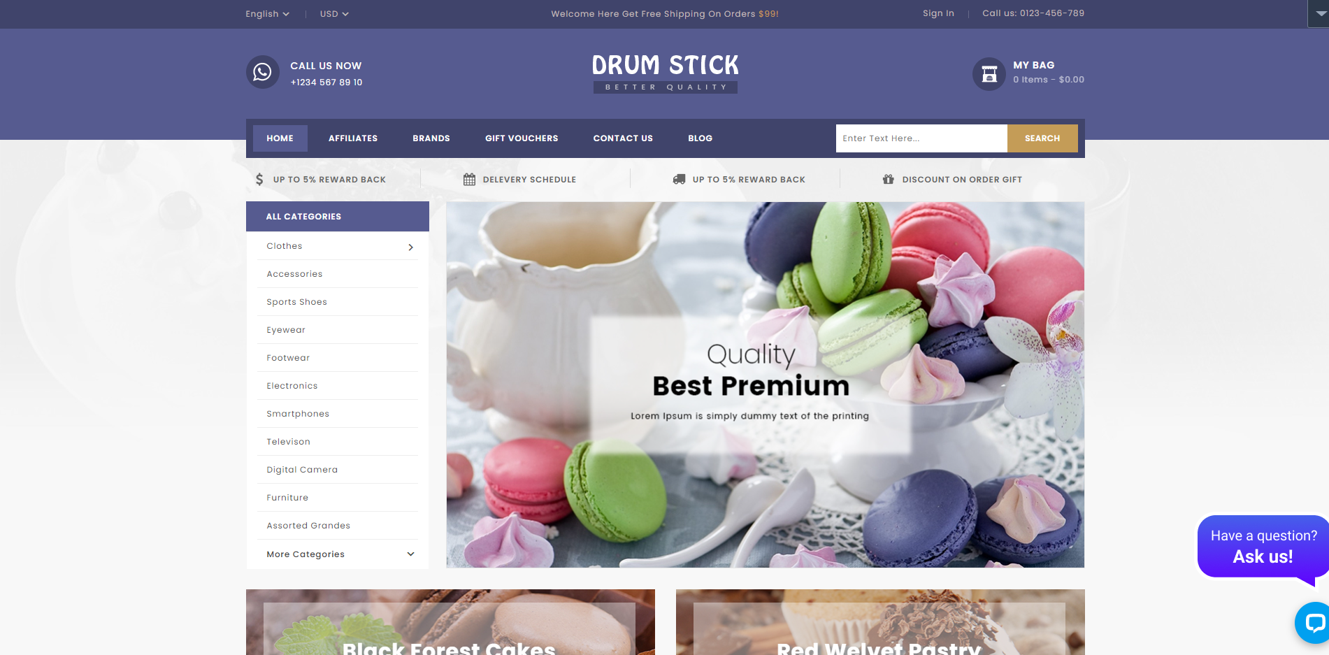 Drum Stick - Temas de Prestashop para restaurante de comida