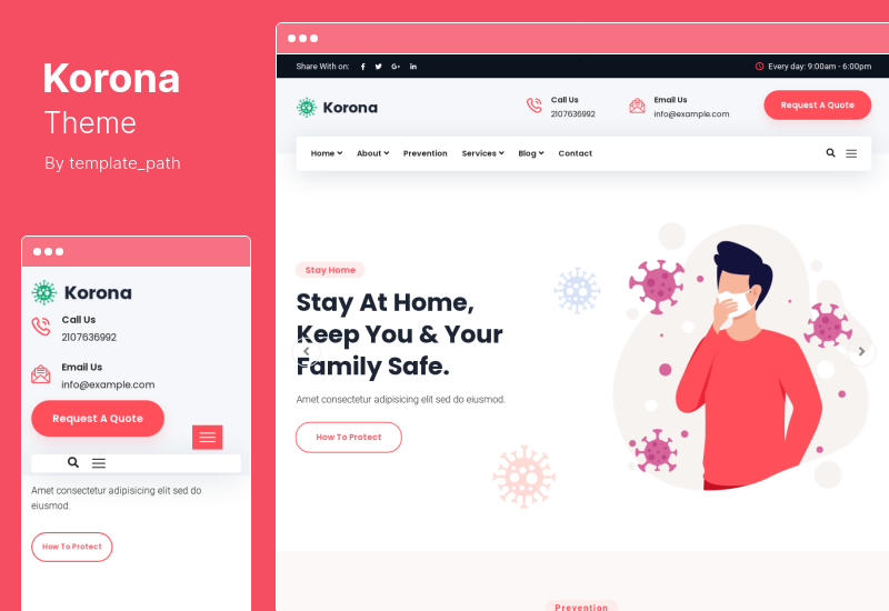 Tema Korona - Tema WordPress Layanan Pencegahan & Sanitasi Medis