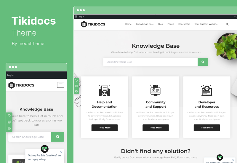 موضوع Tikidocs - موضوع قاعدة المعرفة والدعم منتدى WordPress