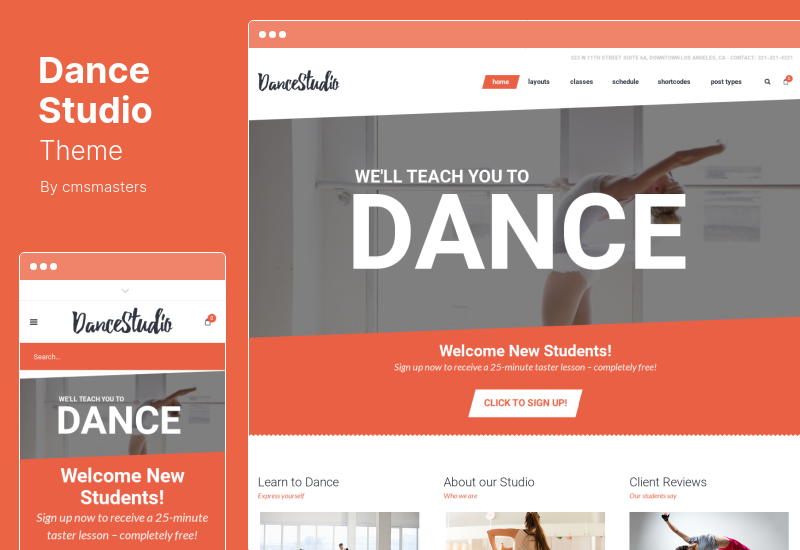 Dance Studio Theme - Tema WordPress untuk Sekolah & Klub Dansa
