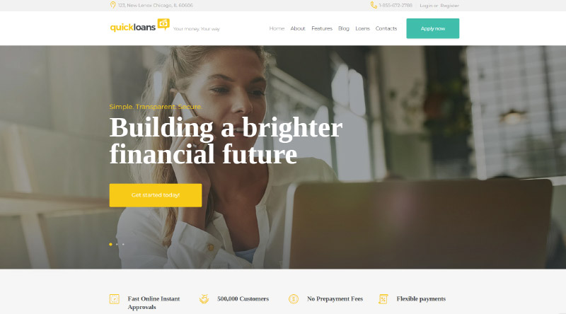 Los 5 mejores temas de WordPress para préstamos que más inspiran confianza 4 QuickLoans WordPress Theme