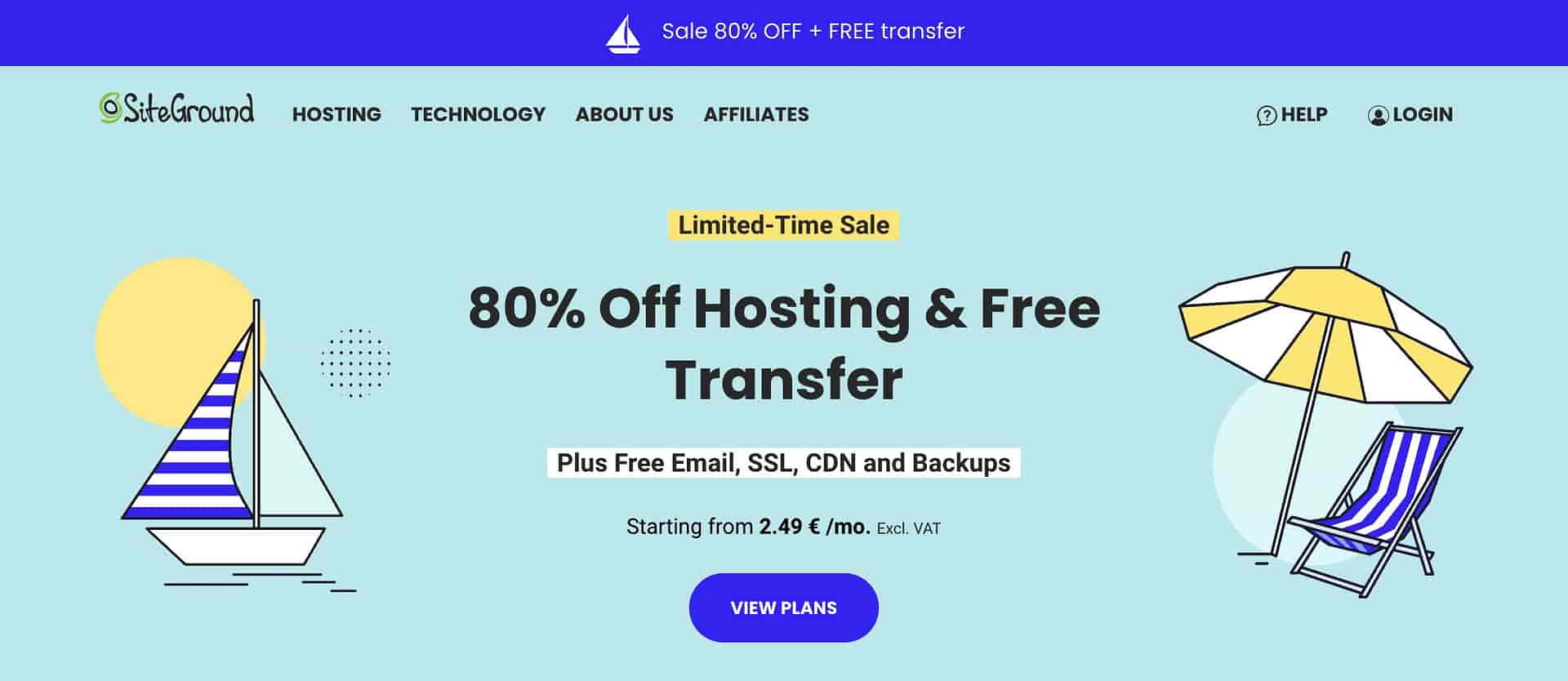 Paket hosting beberapa domain terbaik: beranda SiteGround