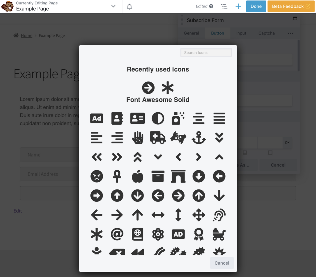 ไอคอนปุ่มใน Beaver Builder