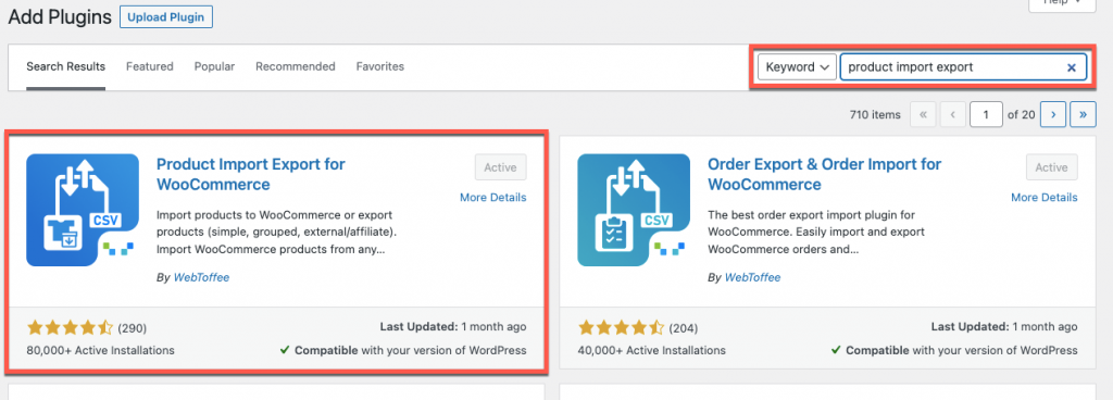 Import export di prodotti per plugin WooCommerce