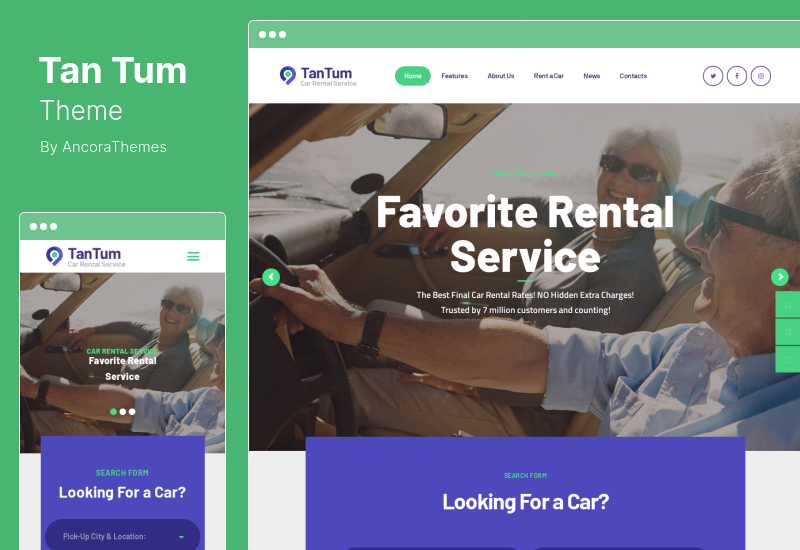 TanTum テーマ - 車、スクーター、ボート、自転車のレンタル サービスの WordPress テーマ