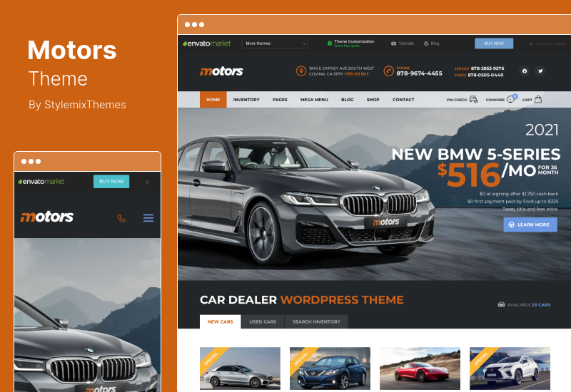 Motors Theme - カーディーラー、レンタル、リスティングの WordPress テーマ