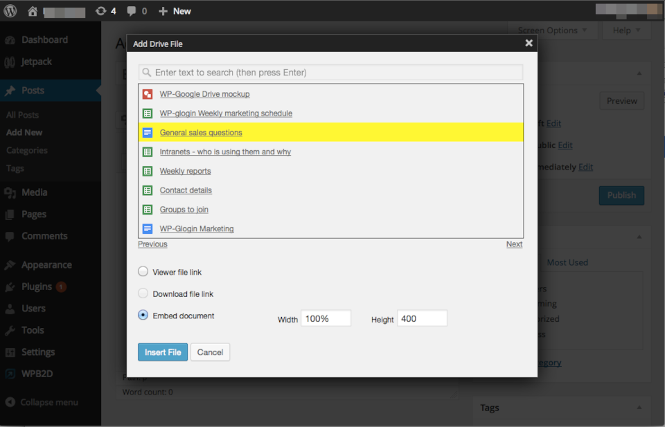 Plugin Google Drive Embedder