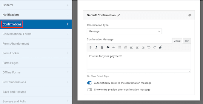 Creazione di un messaggio di conferma del pagamento Creating a payment confirmation message