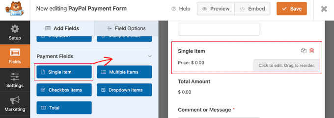Aggiungi un campo singolo elemento al tuo modulo Add a Single Item Field to Your Form