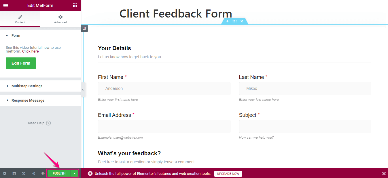 使用 WordPress 反馈插件 MetForm 添加客户反馈