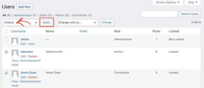 Dégeler les comptes d'utilisateurs WordPress Unfreezing WordPress user accounts