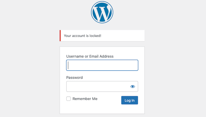 Un compte utilisateur WordPress verrouillé A locked WordPress user account