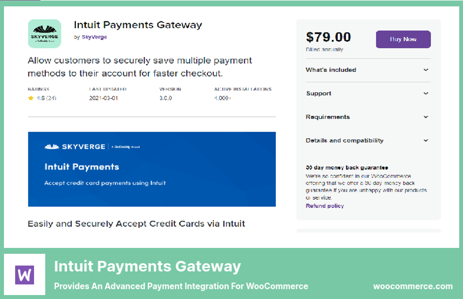 Intuit Payments Gateway Plugin - Fournit une intégration de paiement avancée pour WooCommerce