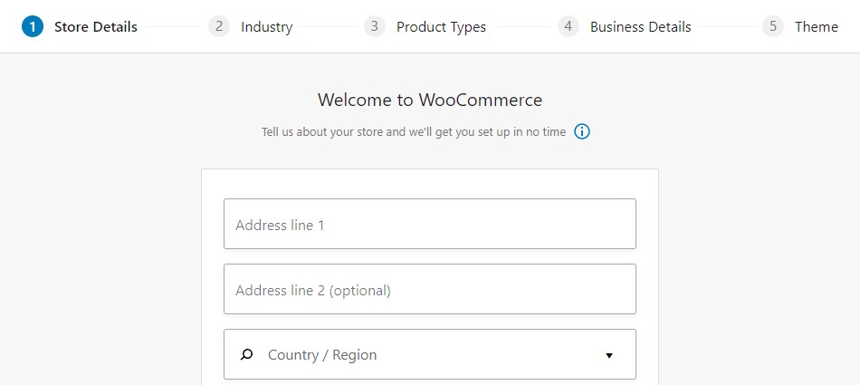 Procedura guidata di configurazione di WooCommerce